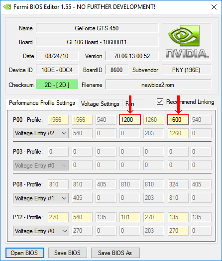 Изменение BIOS GeForce GTS 450 программой Fermi BIOS Editor